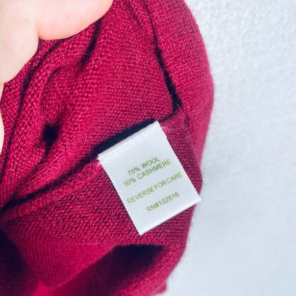 Garnet Hill Cashmere Sweater Womens S Raspberry Red Oversized Pullover Slouchy - Picture 5 of 12